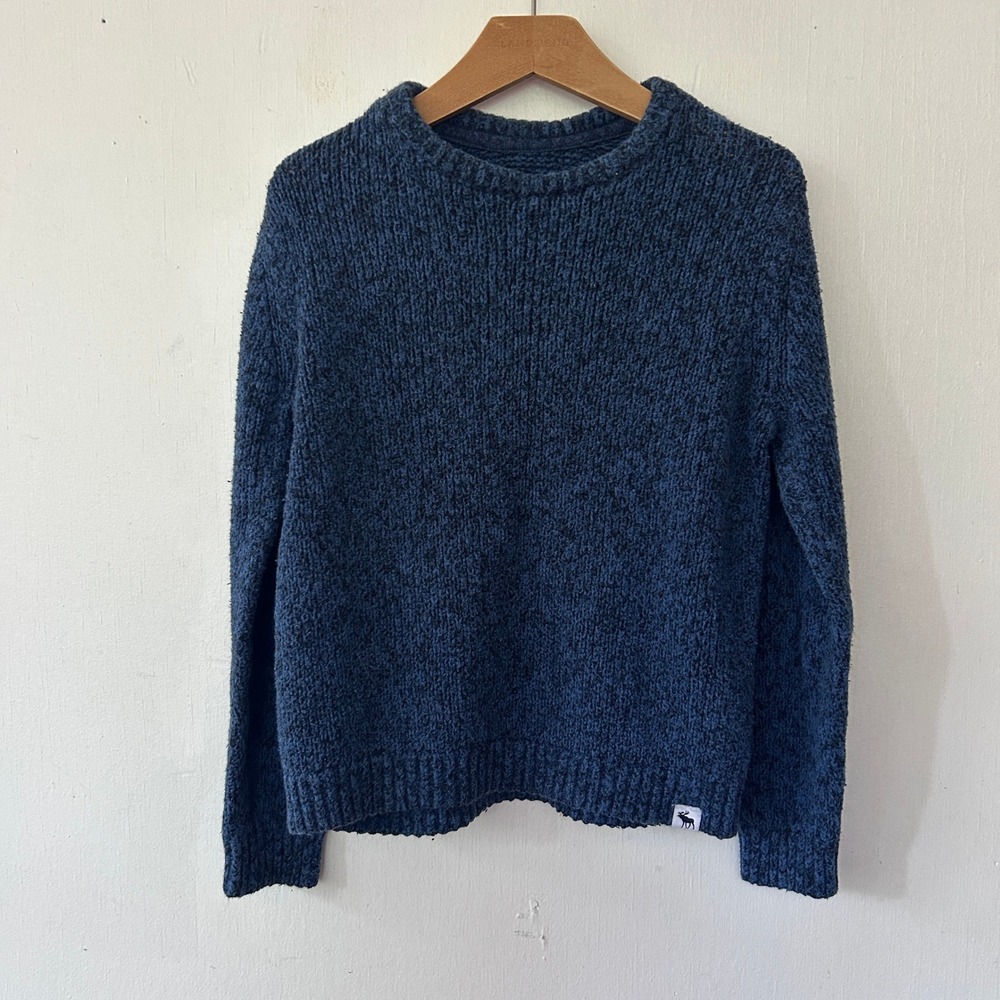 Abercrombie Kids Sweater Kids 9/10 Blue Marled Knit Crew Neck Preppy Cozy